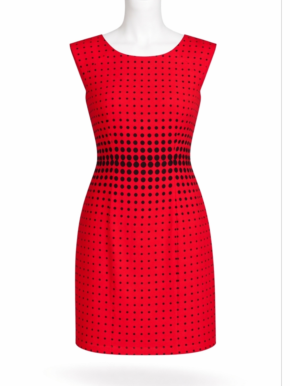 J. Crew Factory Red & Black Polkadot Sheath Dress Sz 0 Career Office Event Retro
